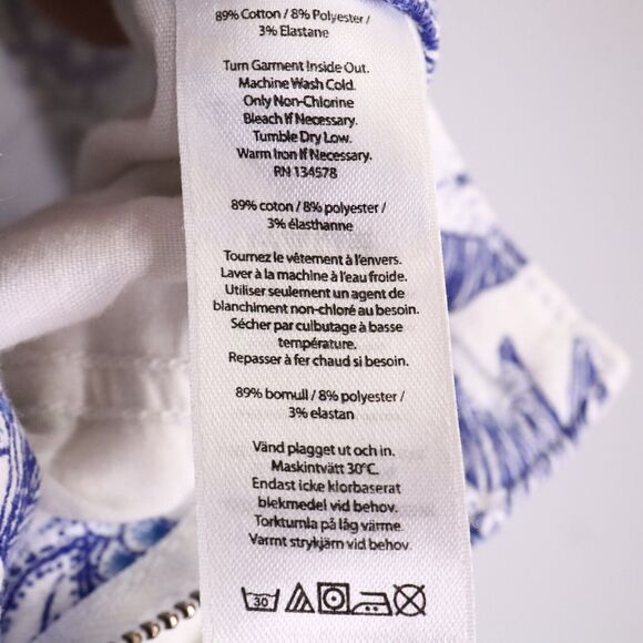 Vineyard Vines Jeans Womens 2 White Blue Floral Stretch Denim Crop Skinny Cordia - Picture 11 of 11